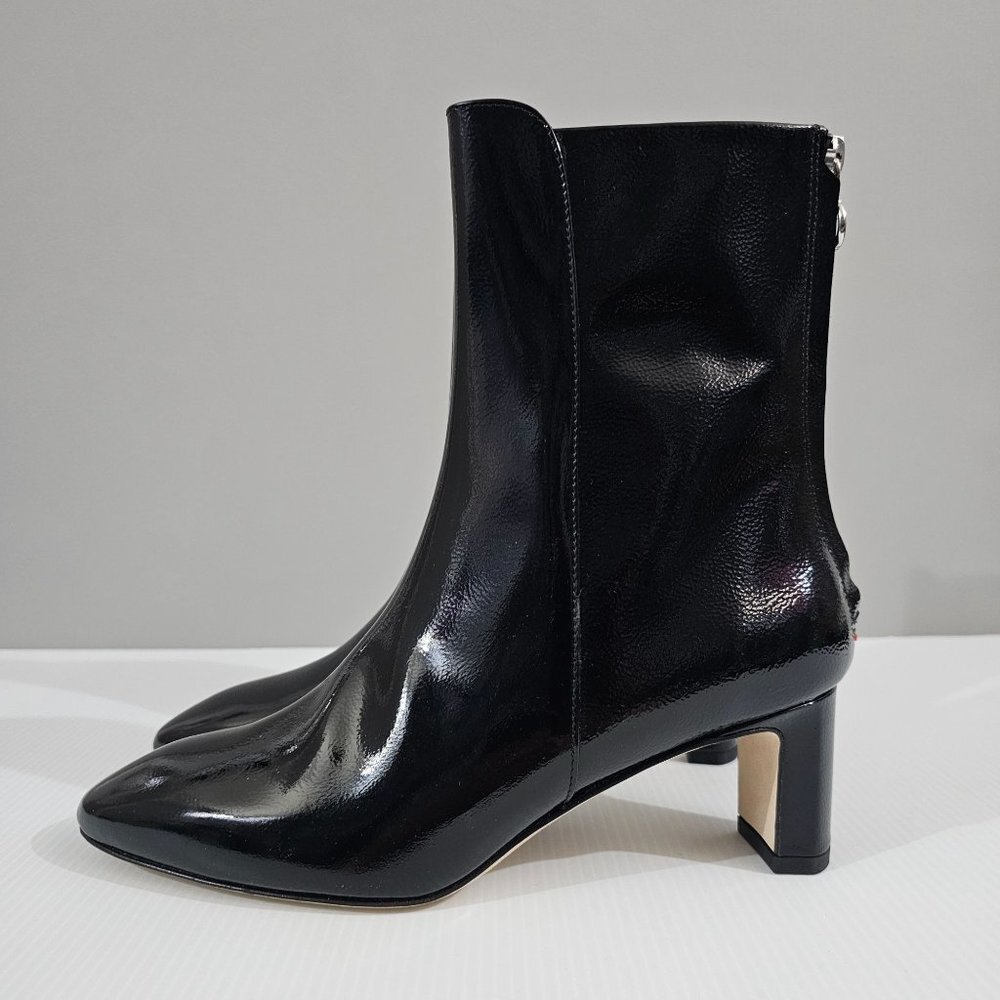 Aeyde Donna 55mm Ankle Boot Block Heel Shoe Black Patent Leather EU Size 37 NWOT